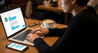 “Person using AI therapy chatbot for digital mental health support.”